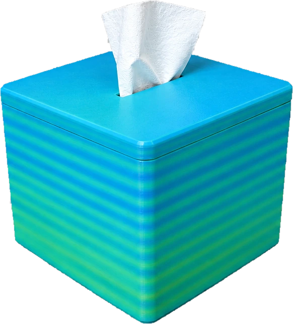 Ocean to Meadow Gradient Wipe Box with a tissue emerging from the narrow dispensing slot